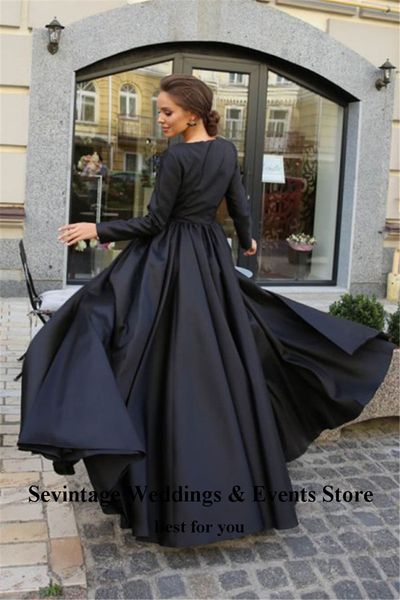 sevintage black a line simple women prom dresses lace satin formal evening party gowns front split long sleeve vestido de noche, Black;gray
sevintage black a line simple women prom dresses lace satin formal evening party gowns front split long sleeve vestido de noche, Black;gray