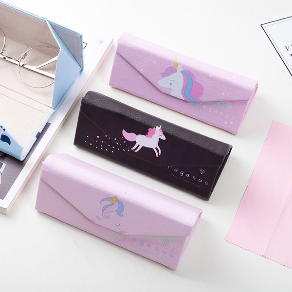 grade pu unicorn spectacle cases for eyeglasses fashion folding sunglasses box bag portable triangle eyewear protector, Silver
grade pu unicorn spectacle cases for eyeglasses fashion folding sunglasses box bag portable triangle eyewear protector, Silver