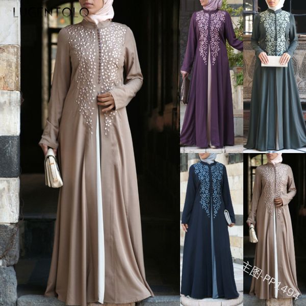 lugentolo women dress muslim arabian printed button stand collar long sleeves loose floor-length office lady womens dress, Black;gray
lugentolo women dress muslim arabian printed button stand collar long sleeves loose floor-length office lady womens dress, Black;gray