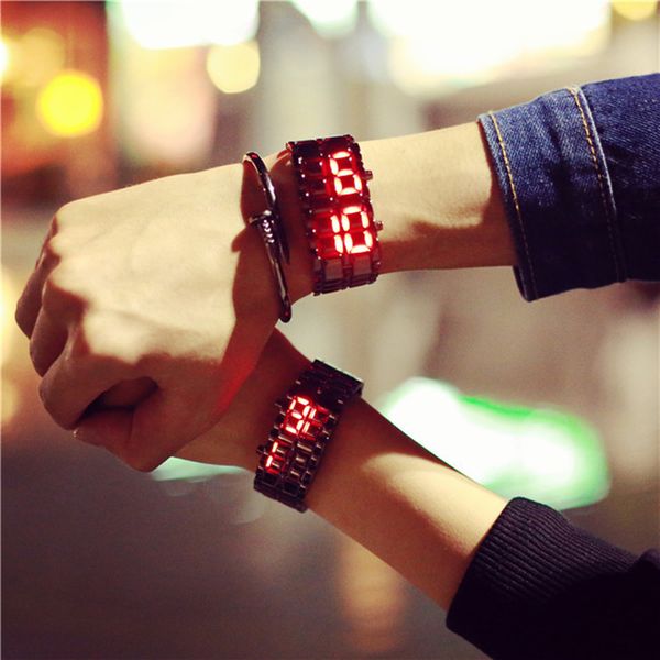 fashion casual couple bracelet watch korean style men women digital wristwatches creative led light electronic male female clock, Slivery;brown
fashion casual couple bracelet watch korean style men women digital wristwatches creative led light electronic male female clock, Slivery;brown
