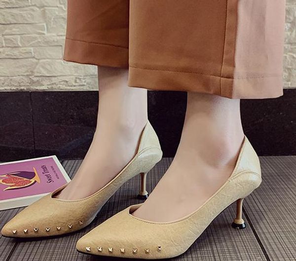 2019 women's shoes in spring and autumn with new style high heel fine heel pointed end @4066, Black
2019 women's shoes in spring and autumn with new style high heel fine heel pointed end @4066, Black