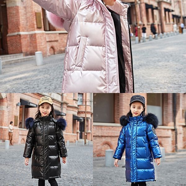 cvwhd girls' down jacket medium and long 2019 bright warm clothing down jacket children's children's clothes warm cold-proof, Blue;gray 
cvwhd girls' down jacket medium and long 2019 bright warm clothing down jacket children's children's clothes warm cold-proof, Blue;gray