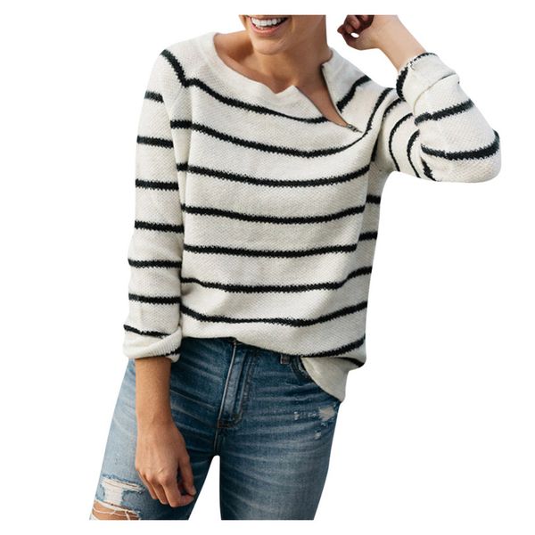 female winter women sweater long sleeve stripe whit black loose o-neck fashion clothes for female sweater roupas femininas, White;black
female winter women sweater long sleeve stripe whit black loose o-neck fashion clothes for female sweater roupas femininas, White;black