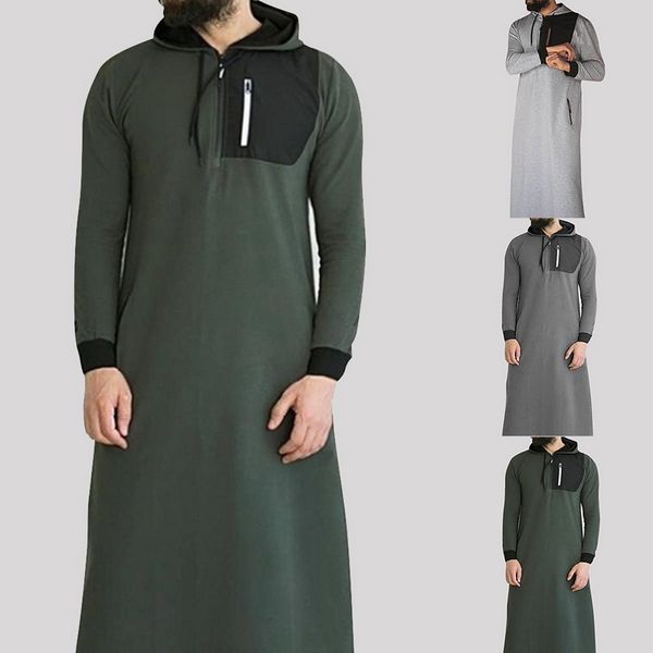 

исламская мусульманская арабская толстовка 2019 мужчины с длинным рукавом с капюшоном с карманом абая саудовская аравия длинные толстовки ха, Black
