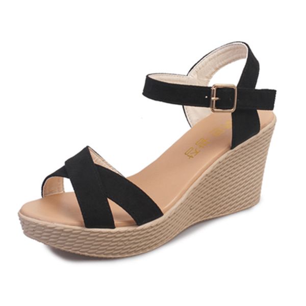 2020 new wedge sandals mid heel platform thick bottom fish mouth cross fashion sandals women summer women's shoes, Black
2020 new wedge sandals mid heel platform thick bottom fish mouth cross fashion sandals women summer women's shoes, Black