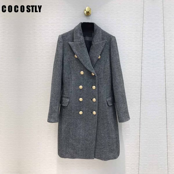 new autumn winter coat women wool notched double breasted stripes casual slim wool coat female long grey coats manteau femme, Black
new autumn winter coat women wool notched double breasted stripes casual slim wool coat female long grey coats manteau femme, Black