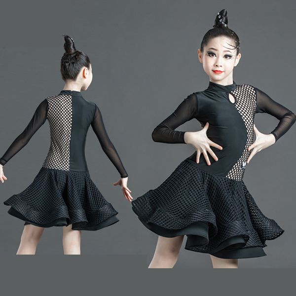 latin dance kids dress black long sleeves net skirt girls ballroom dance competition dresses children dancing costume vdb1957, Black;red
latin dance kids dress black long sleeves net skirt girls ballroom dance competition dresses children dancing costume vdb1957, Black;red