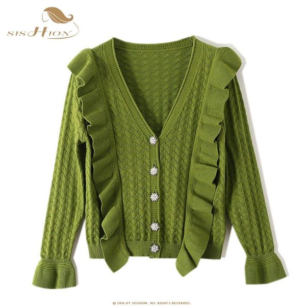 sishion spring flare sleeve knitted cardigan vd1305 long sleeve blue black green ruffled cardigan women sweater, White
sishion spring flare sleeve knitted cardigan vd1305 long sleeve blue black green ruffled cardigan women sweater, White