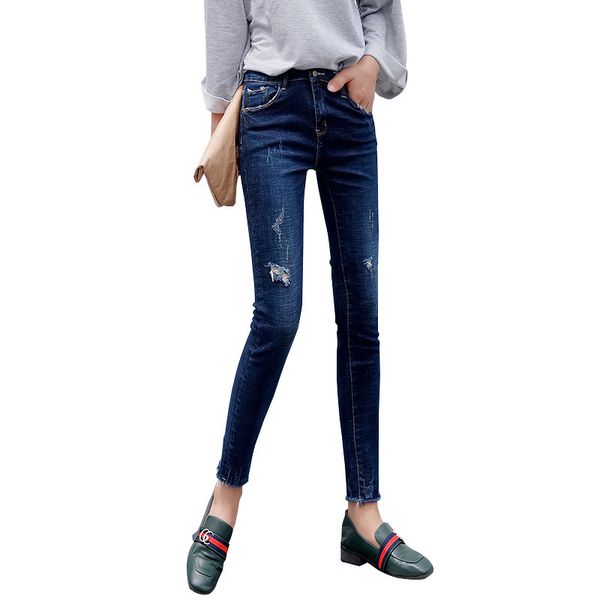 2019 summer autumn elastic highly waist washing ripped jeans ladies streetwear stretchy ankle length jeans plus size, Blue
2019 summer autumn elastic highly waist washing ripped jeans ladies streetwear stretchy ankle length jeans plus size, Blue