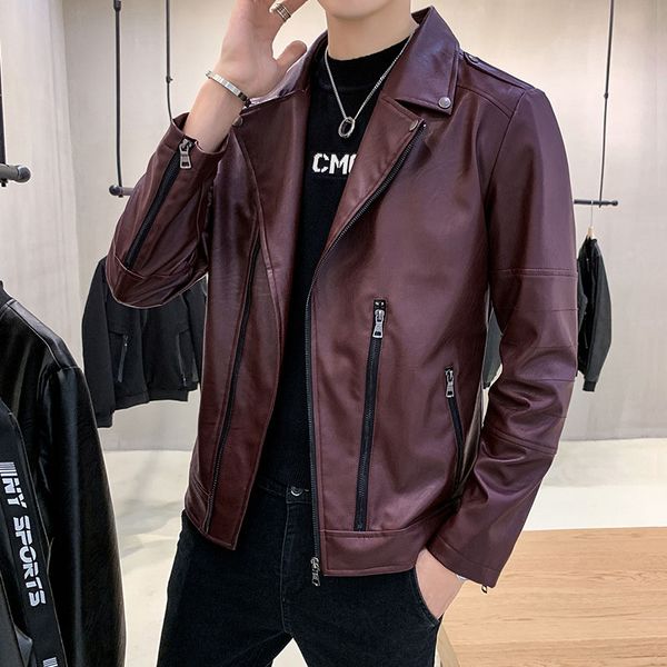 2019 punk style men's notched slim fit leather jackets zipper moto bike faux leather jacket men fall pu coat autumn outerwear y, Black
2019 punk style men's notched slim fit leather jackets zipper moto bike faux leather jacket men fall pu coat autumn outerwear y, Black