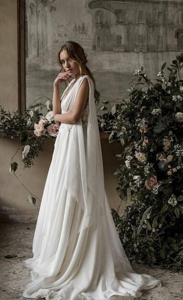 2020 boho beach wedding dresses a line v neck sleeveless sweep train bridal gowns with applique chiffon backless plus size wedding gowns, White
2020 boho beach wedding dresses a line v neck sleeveless sweep train bridal gowns with applique chiffon backless plus size wedding gowns, White