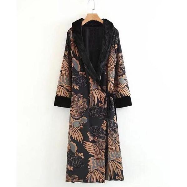 black floral print strappy waist velvet kimono trench coat new faux fur collar bandage cardigan windbreaker coat, Tan;black
black floral print strappy waist velvet kimono trench coat new faux fur collar bandage cardigan windbreaker coat, Tan;black