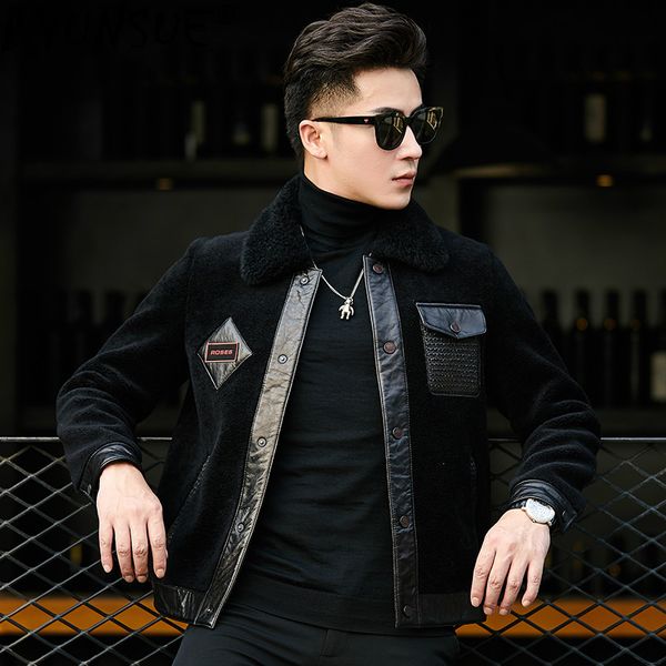 men's leather & faux ayunsue real fur coat men winter jacket sheep shearing wool coats sheepskin clothes 2021 ym191, Black
men's leather & faux ayunsue real fur coat men winter jacket sheep shearing wool coats sheepskin clothes 2021 ym191, Black