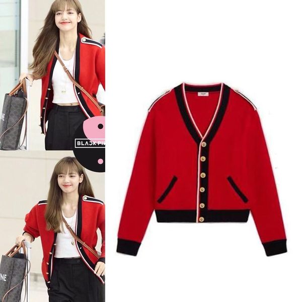 kpop blackpink lisa same red knitted long sleeve v-neck hoodies women streetwear fashion loose harajuku sweatshirts female coats, Black
kpop blackpink lisa same red knitted long sleeve v-neck hoodies women streetwear fashion loose harajuku sweatshirts female coats, Black