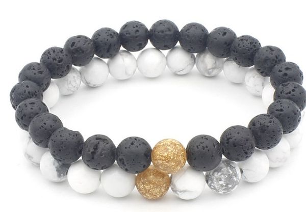 8mm hrh3 reiki chakra black stone volcanic lava bracelet elastic white howlite buddha yoga charm stone bead bangles, Golden;silver
8mm hrh3 reiki chakra black stone volcanic lava bracelet elastic white howlite buddha yoga charm stone bead bangles, Golden;silver