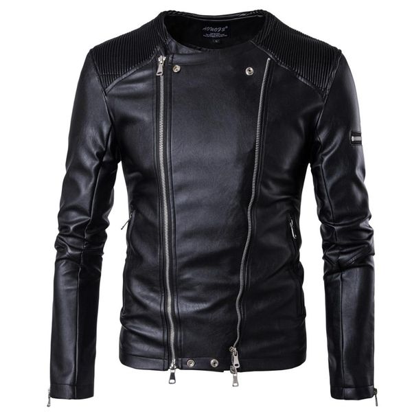pleated men faux leather jacket moto biker bomber pu jackets and coats stand streetwear, Black
pleated men faux leather jacket moto biker bomber pu jackets and coats stand streetwear, Black