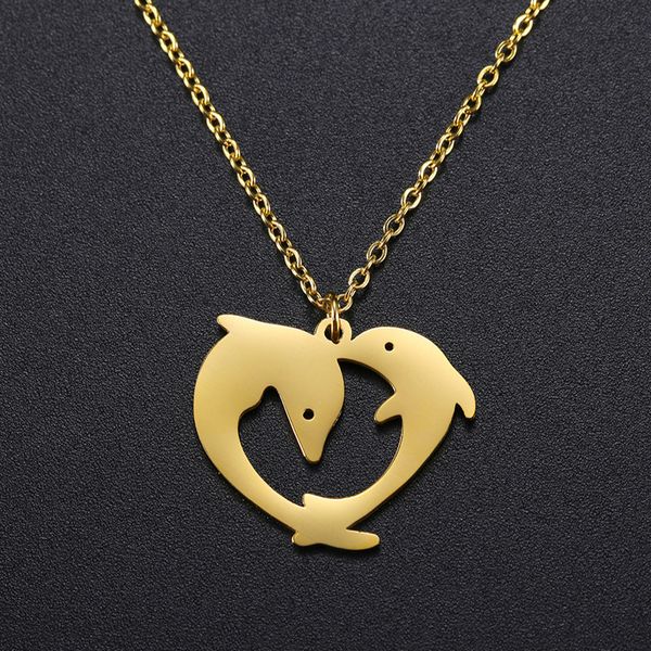 dawapara marine life dolphin animal necklace environmental protection stainless steel golden pendant necklaces, Silver
dawapara marine life dolphin animal necklace environmental protection stainless steel golden pendant necklaces, Silver