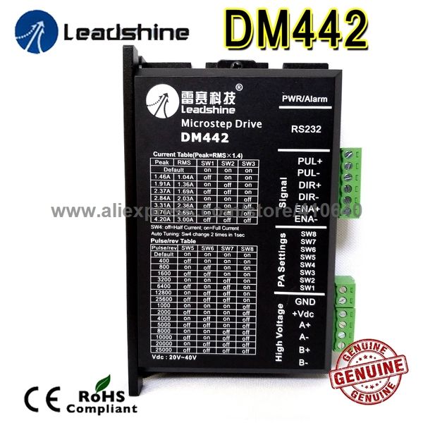 leadshine dm442 2 phase 32 bit dsp digital stepper drive with max 40 v dc input voltage and max 4.2 output current
leadshine dm442 2 phase 32 bit dsp digital stepper drive with max 40 v dc input voltage and max 4.2 output current