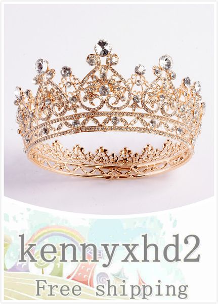 h1077 new european style palace style bridal headdress alloy round diamond baroque bridal crown, White;golden
h1077 new european style palace style bridal headdress alloy round diamond baroque bridal crown, White;golden