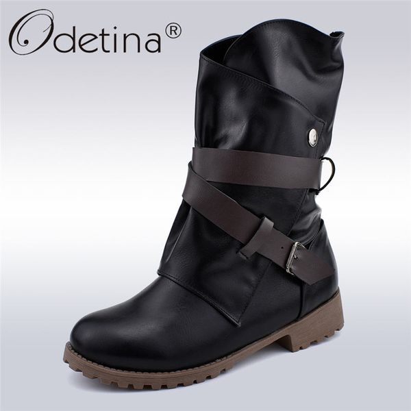 odetina new fashion women buckle strap mid calf boots side zip casual slouch boots chunky low heel platform big size 34-43, Black
odetina new fashion women buckle strap mid calf boots side zip casual slouch boots chunky low heel platform big size 34-43, Black