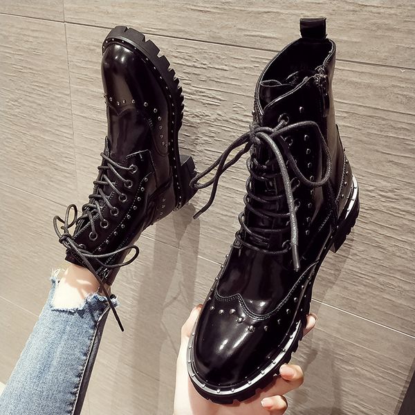 lace up boots shoes booties ladies boots-women winter footwear rivets luxury designer round toe 2019 rock 2020 rubber leather, Black
lace up boots shoes booties ladies boots-women winter footwear rivets luxury designer round toe 2019 rock 2020 rubber leather, Black