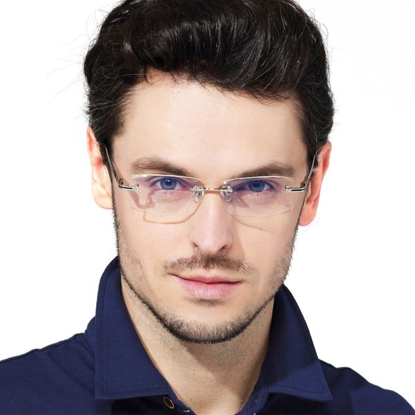 2019 goggles anti-blue light computer goggles plain glasses trimming frameless anti-blue light plain glasses, Silver
2019 goggles anti-blue light computer goggles plain glasses trimming frameless anti-blue light plain glasses, Silver