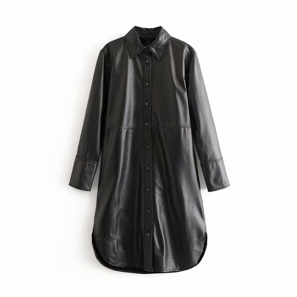casual dresses women's 2021 fall lapel long-sleeved wide-sleeved shirt jacket hundred thin pu imitation leather dress, Black;gray
casual dresses women's 2021 fall lapel long-sleeved wide-sleeved shirt jacket hundred thin pu imitation leather dress, Black;gray
