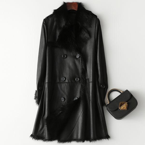 2019 new arrival long sheepskin fur coat with turn-down collar thick warm fur long sleeve, Black
2019 new arrival long sheepskin fur coat with turn-down collar thick warm fur long sleeve, Black