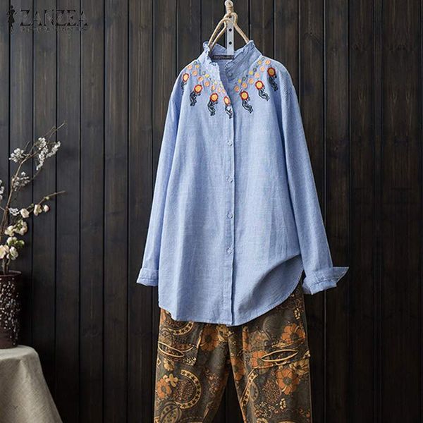 elegant striped shirts women's embroidery blouse 2019 zanzea casual long sleeve blusas lapel button down tunic plus size 5xl, White
elegant striped shirts women's embroidery blouse 2019 zanzea casual long sleeve blusas lapel button down tunic plus size 5xl, White
