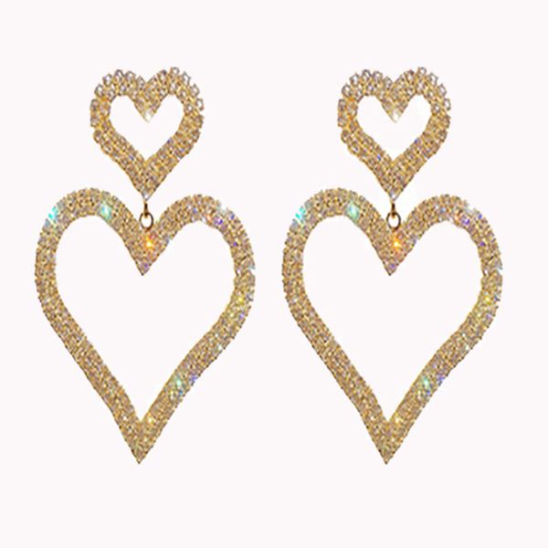 european and american fashion exaggerated diamond set s925 silver needle double love earrings temperament all-match long peach heart earring, Golden
european and american fashion exaggerated diamond set s925 silver needle double love earrings temperament all-match long peach heart earring, Golden