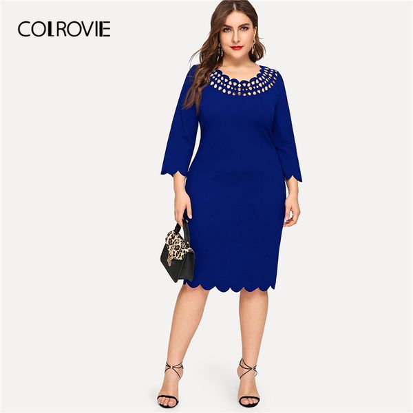 colrovie plus size blue solid scallop hem laser cut out pencil elegant dress women 2019 spring korean split midi casual dresses, Black;pink
colrovie plus size blue solid scallop hem laser cut out pencil elegant dress women 2019 spring korean split midi casual dresses, Black;pink