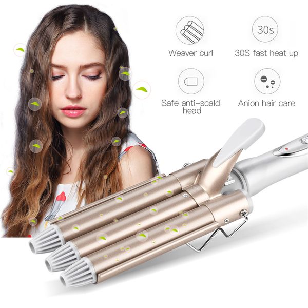 professional 110-220v hair curling iron wave wand ceramic triple barrel hair curler roller corrugation hair waver styling tools hairclippers
professional 110-220v hair curling iron wave wand ceramic triple barrel hair curler roller corrugation hair waver styling tools hairclippers