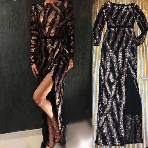 new fashion show celebrity maxi sequin dress cocktail party vestido elegant long sleeve bodycon high split women dress wholesale, Black;gray
new fashion show celebrity maxi sequin dress cocktail party vestido elegant long sleeve bodycon high split women dress wholesale, Black;gray