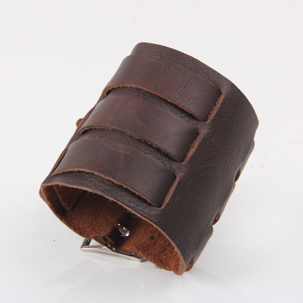 jinse new arrival punk cuff leather bangle men women cool 3 layer belt buckle wide genuine leather bracelet wristband psl277, Golden;silver
jinse new arrival punk cuff leather bangle men women cool 3 layer belt buckle wide genuine leather bracelet wristband psl277, Golden;silver