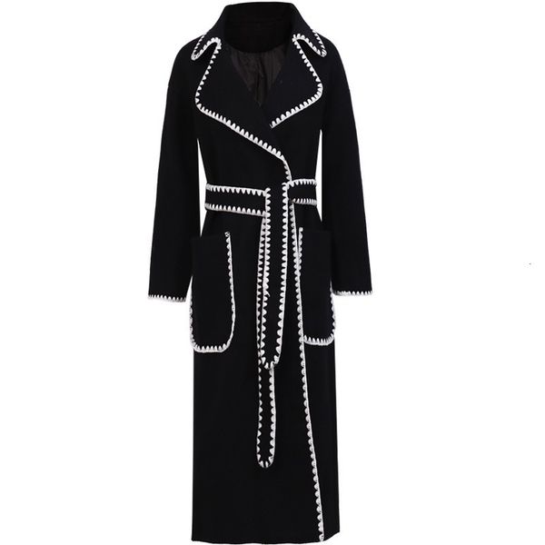 women's wool & blends korean long coat and jacket women belt slim lapel casual outerwear female harajuku fashion autumn winter overcoat, Black
women's wool & blends korean long coat and jacket women belt slim lapel casual outerwear female harajuku fashion autumn winter overcoat, Black