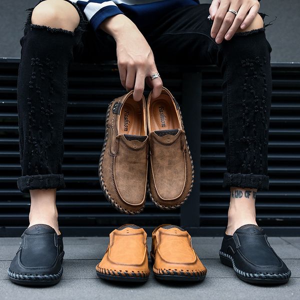2019 spring new style men's shoes men's casual shoes large size handmade business leather fashion wear-resistant bre, Black
2019 spring new style men's shoes men's casual shoes large size handmade business leather fashion wear-resistant bre, Black