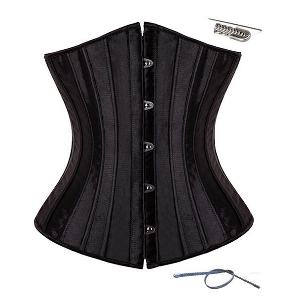 

женщина талия cincher corselet body shaper sexy control талия под грудью корсеты бюстье атлас 26 стальной костяной корсет, Black;white