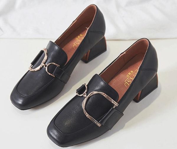womens shoes in spring and autumn with new style high heel coarse heel square head 50, Black
womens shoes in spring and autumn with new style high heel coarse heel square head 50, Black