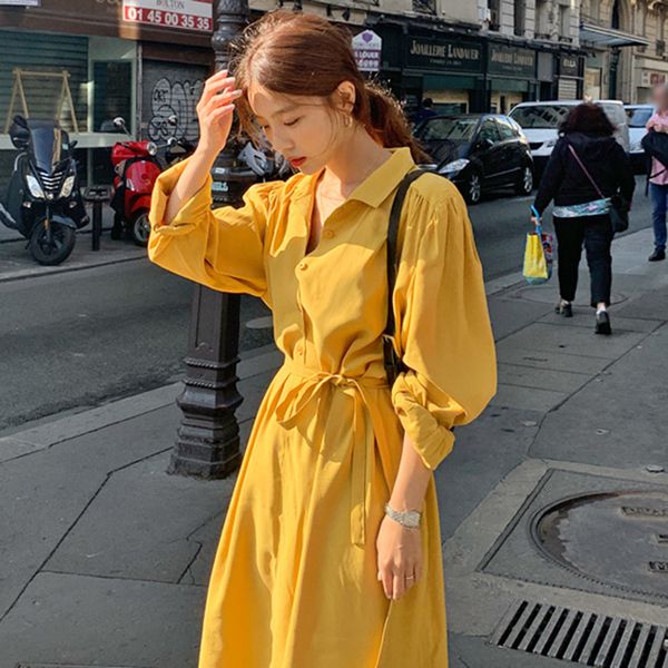 korean style women dress lapel single breasted solid color cotton ladies dress casual spring new 2020 women clothing v867, Black;gray
korean style women dress lapel single breasted solid color cotton ladies dress casual spring new 2020 women clothing v867, Black;gray