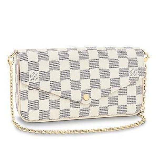 n63106 pochette felicie grid pattern white real caviar lambskin chain flap bag long chain wallets key card holders purse clutches evening
n63106 pochette felicie grid pattern white real caviar lambskin chain flap bag long chain wallets key card holders purse clutches evening