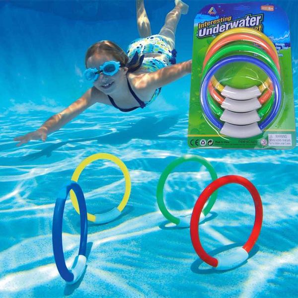 4pcs Underwater Children Diving Ring Set Water Play Toys Sport Dive Ring Beach Summer Fun Toy Kids Swimming Pool Accessories