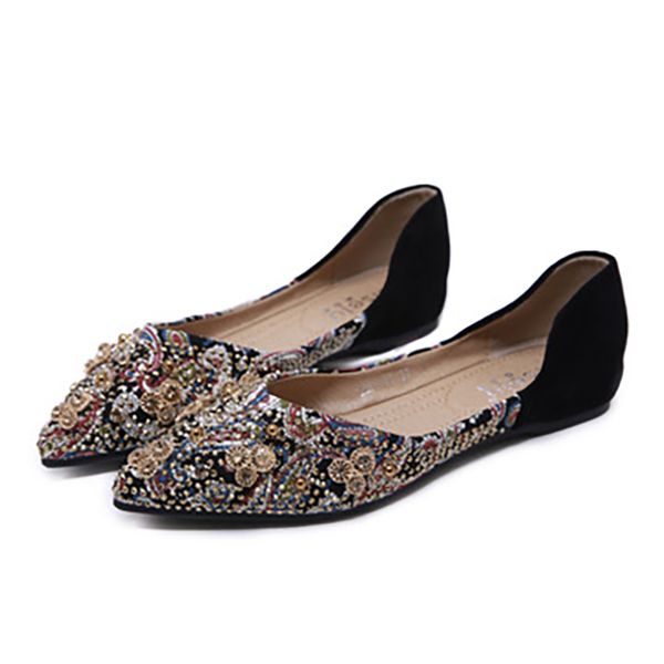 leopard single point pointed rhinestone suede flat shoes national style rivet flower cloth women's shoes wholesale bwb 1998, Black
leopard single point pointed rhinestone suede flat shoes national style rivet flower cloth women's shoes wholesale bwb 1998, Black