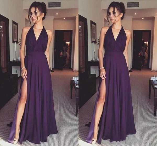 2019 Cheap Chiffon Purple Deep V Neck Long Prom Dresses Sleeveless Side Split Bridesmaid Party Evening Gowns Custom Made, Black
2019 Cheap Chiffon Purple Deep V Neck Long Prom Dresses Sleeveless Side Split Bridesmaid Party Evening Gowns Custom Made, Black