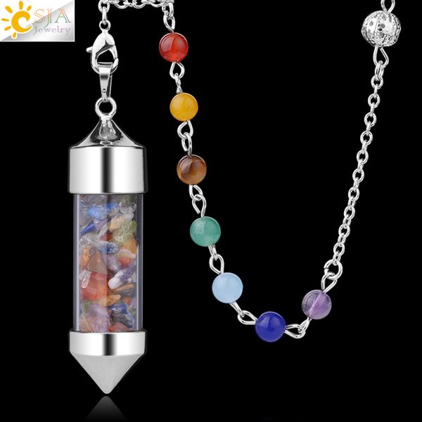 new arrival 7 chakra wishing bottle pendulum reiki natural chip stone pendant necklace for women men divination amulet, Silver
new arrival 7 chakra wishing bottle pendulum reiki natural chip stone pendant necklace for women men divination amulet, Silver