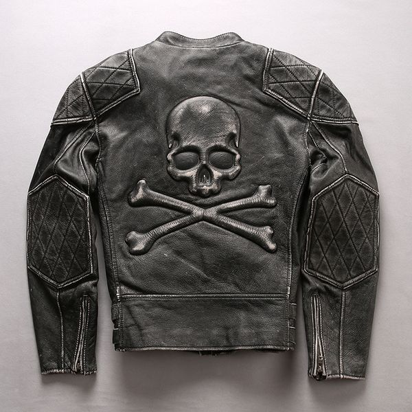 2018 fashion skulls genuine leather jacket men vintage black motorcycle biker jacket cowskin punk slim fit real leather
2018 fashion skulls genuine leather jacket men vintage black motorcycle biker jacket cowskin punk slim fit real leather