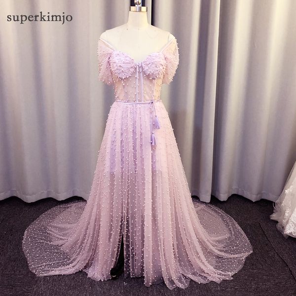 pearls prom dress 2020 real picture formal dress beaded side slit court train belt lavender evening cap sleeve party, White;black
pearls prom dress 2020 real picture formal dress beaded side slit court train belt lavender evening cap sleeve party, White;black