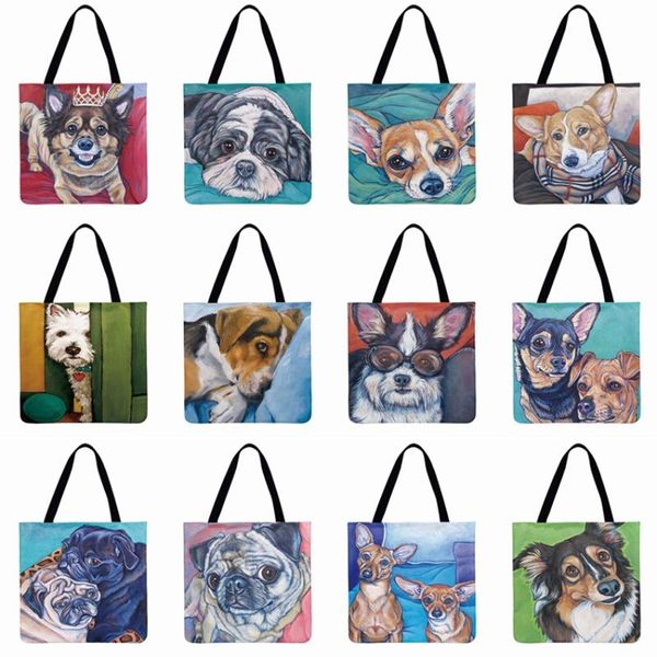 women shoulder bag watercolor painting dog printed tote bag linen febric casual tote foldable shopping reusable beach
women shoulder bag watercolor painting dog printed tote bag linen febric casual tote foldable shopping reusable beach