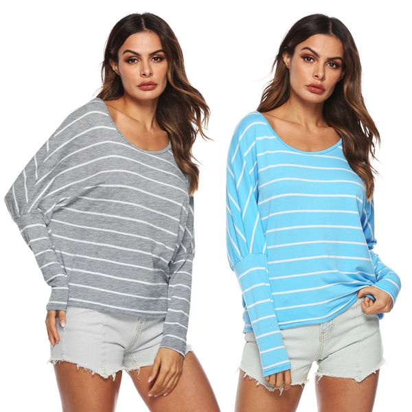 lady striped casual pullover female crew neck long sleeve thin women bottoming shirts ing, White
lady striped casual pullover female crew neck long sleeve thin women bottoming shirts ing, White