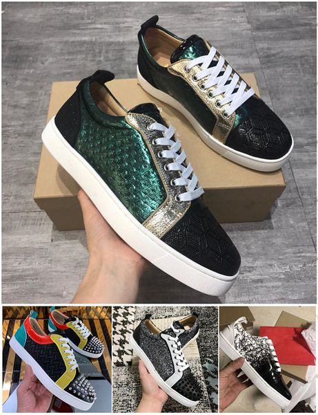 fashion luxury designer women men casual shoes red sole suede leather studded spikes rhinestone graffiti low-flat sneaker shoes attract, Black
fashion luxury designer women men casual shoes red sole suede leather studded spikes rhinestone graffiti low-flat sneaker shoes attract, Black