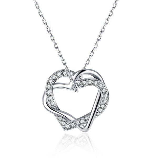 hemiston roman rosegold double heart sweater chain titanium steel white blue zircon necklace, Silver
hemiston roman rosegold double heart sweater chain titanium steel white blue zircon necklace, Silver